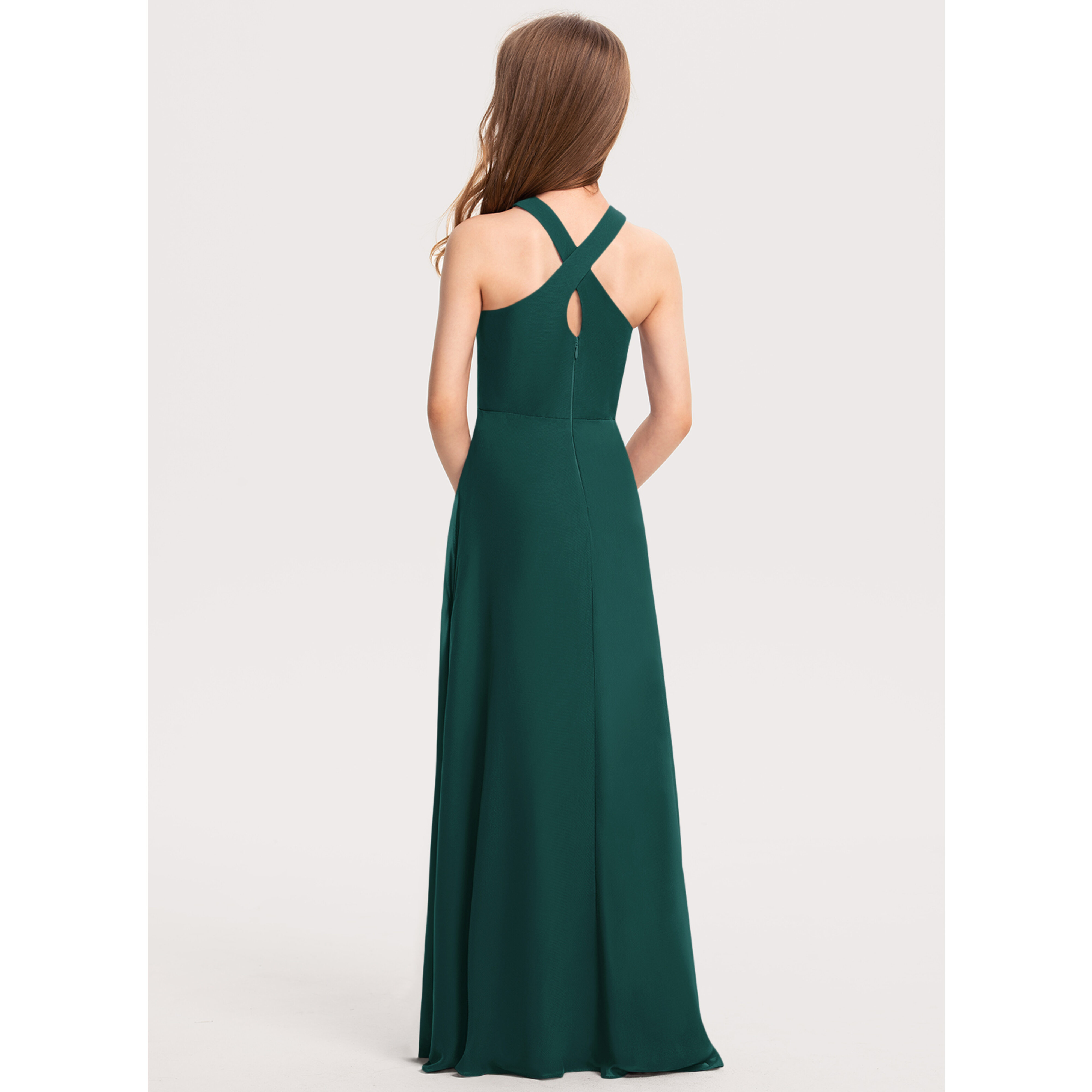 JJ's House A-line Halter Floor-Length Chiffon Junior Bridesmaid Dress 2026 - Size: J6, Emerald, Green JJ's House A-line Halter Floor-Length Chiffon Junior Bridesmaid Dress 2026 - Size: J6, Emerald, Green