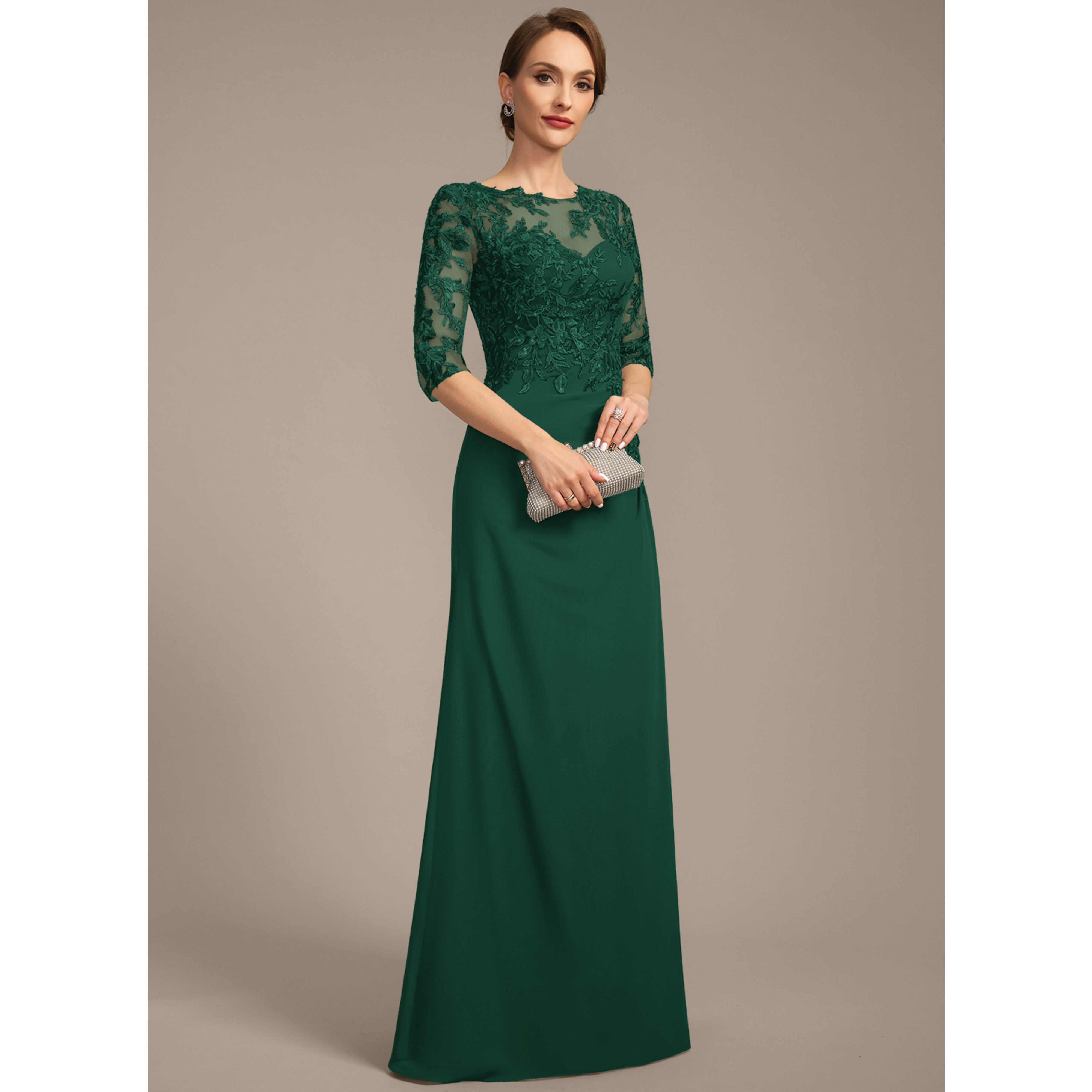 Noemie Sheath/Column Sequins Lace Mother of the Bride Dress | JJ's