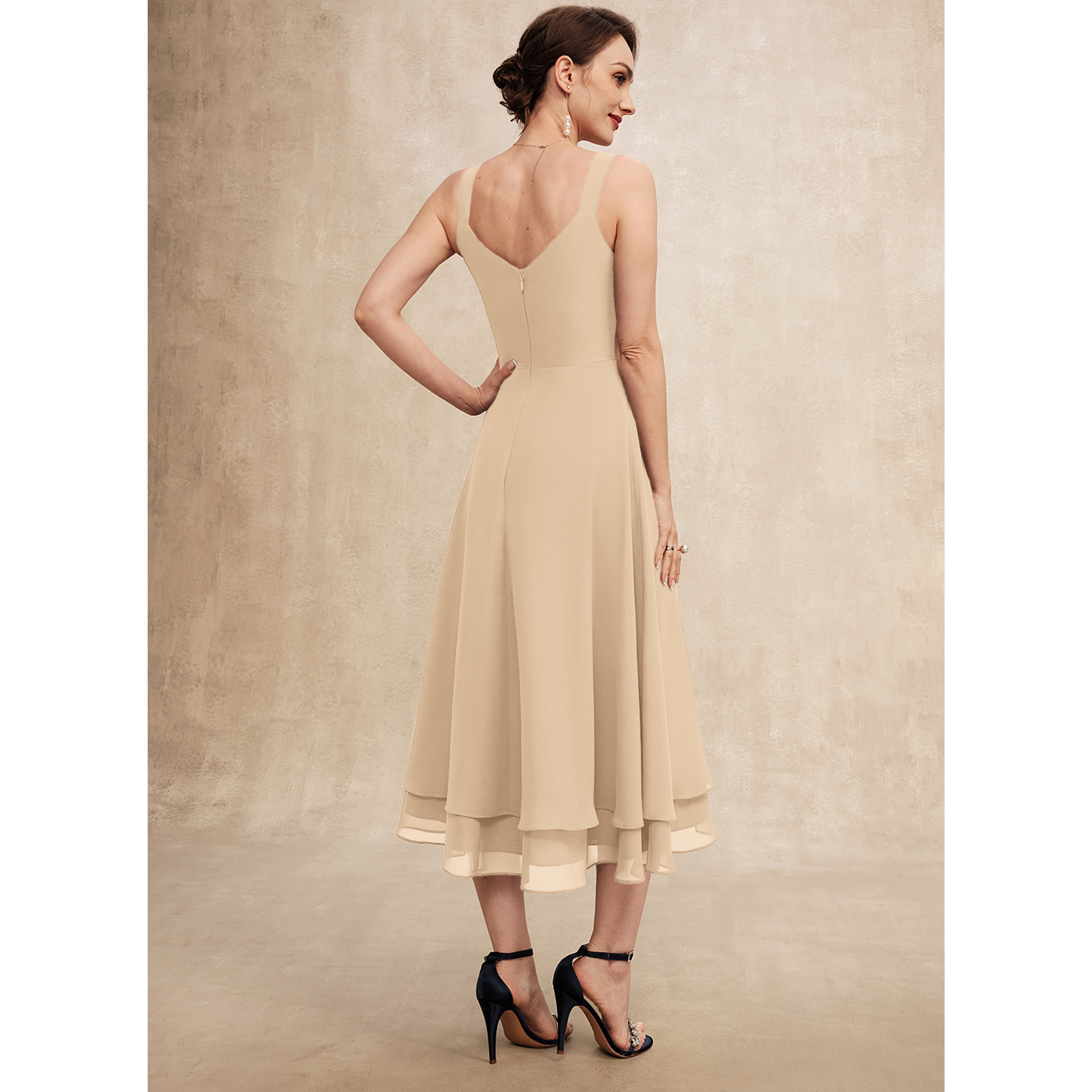 Aphelia A-line V-Neck Chiffon Mother of the Bride Dress | JJ's House