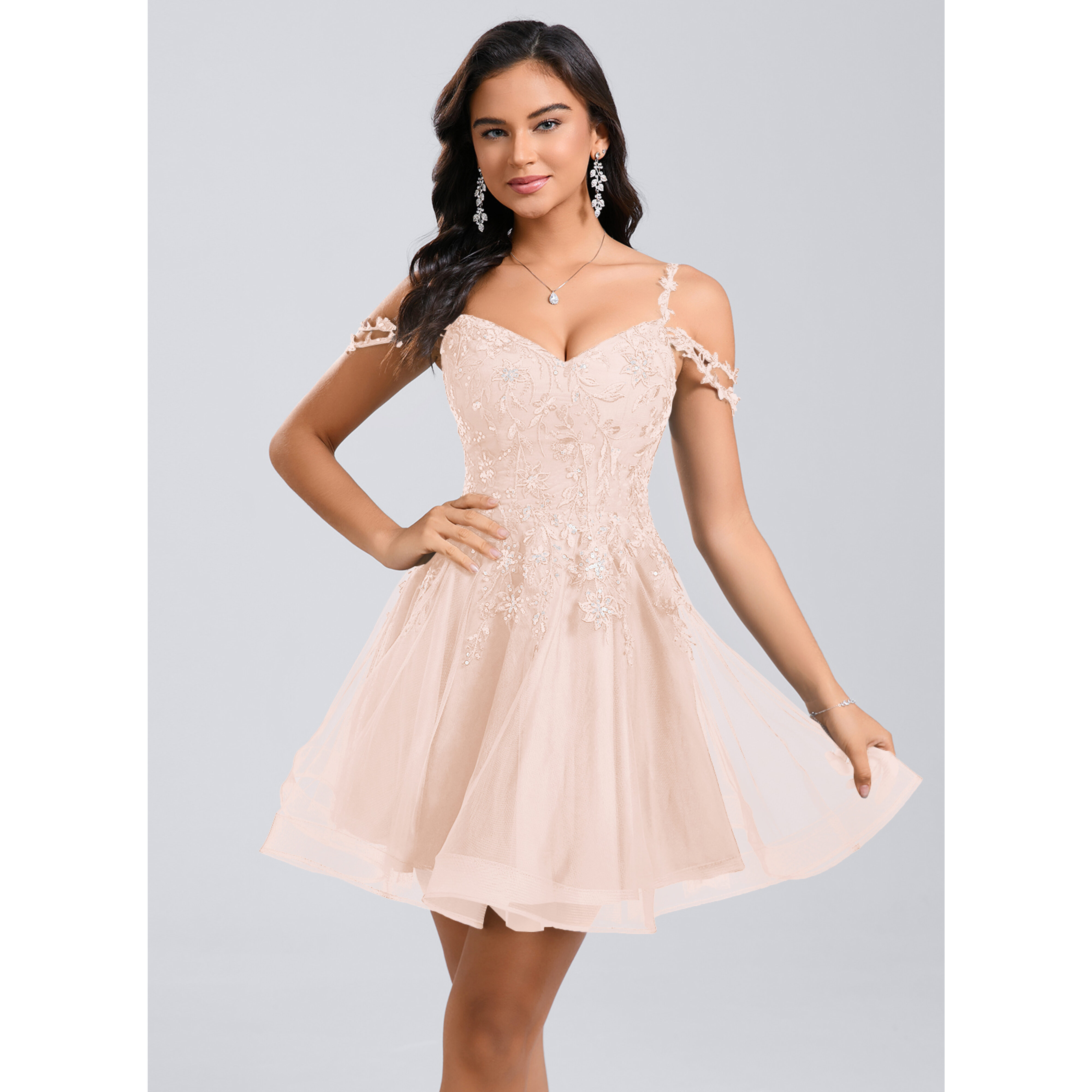 sachin and babi light blue dress Short Cocktail Dress With Off The Shoulder Lace Detail main image 1
