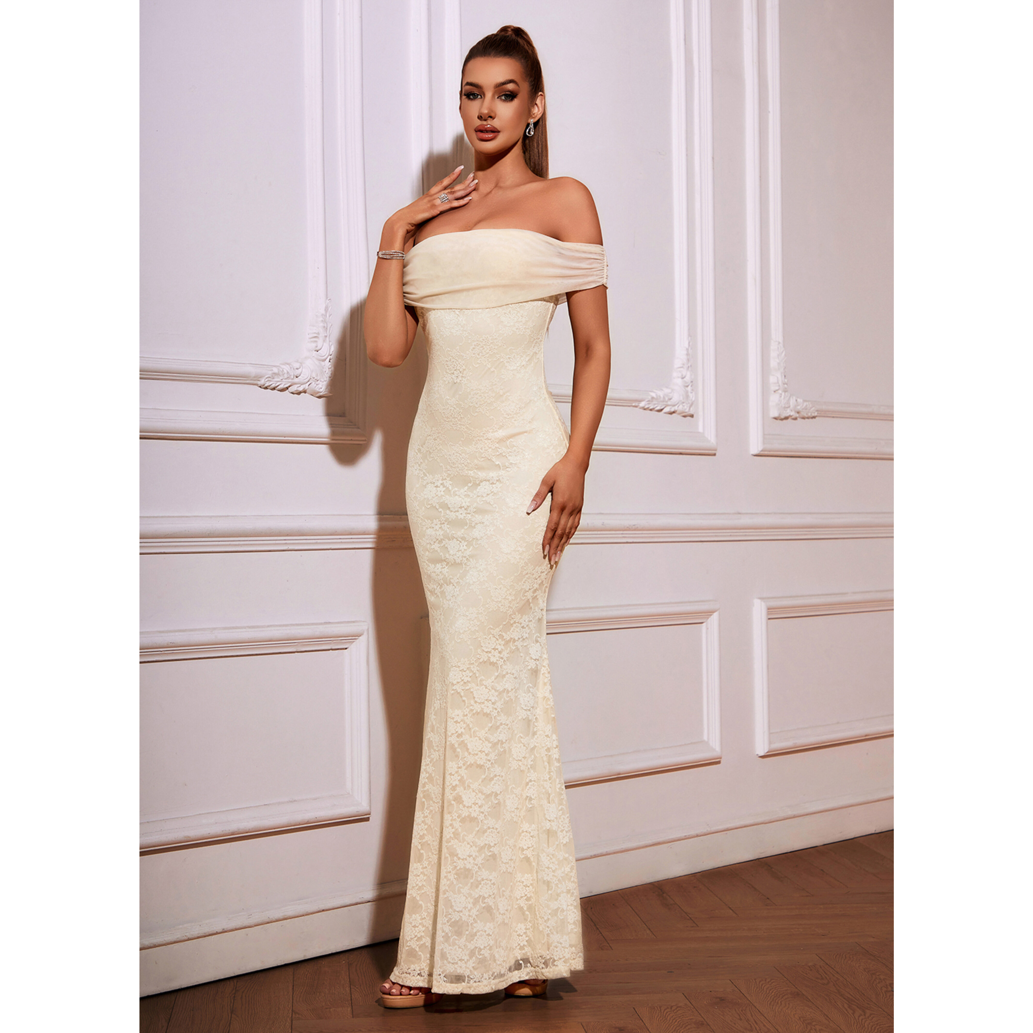 Symori Off the Shoulder Lace Maxi Dress | JJ's House