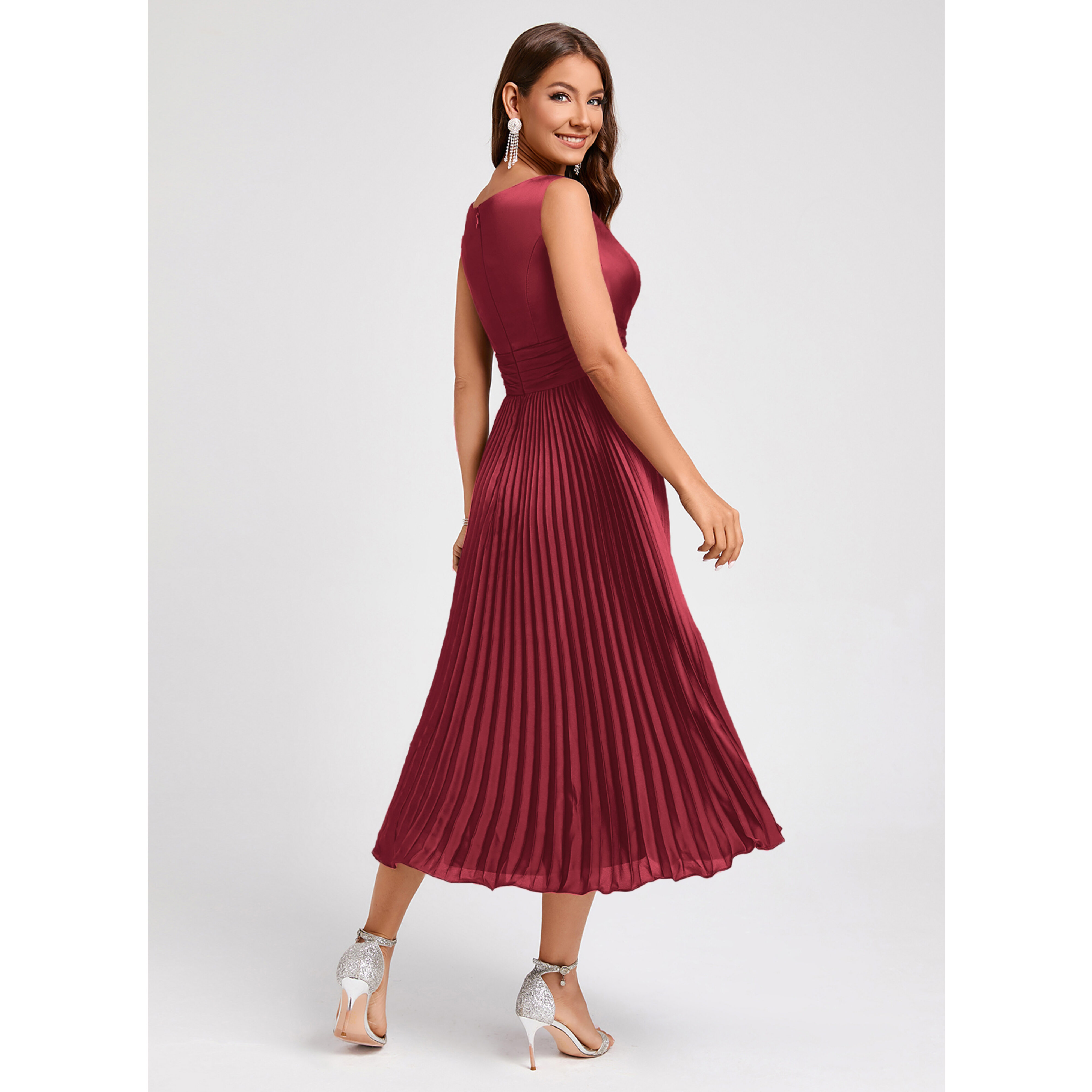 pleated cocktail dresses Ascella Sweetheart Pleated Midi Dress