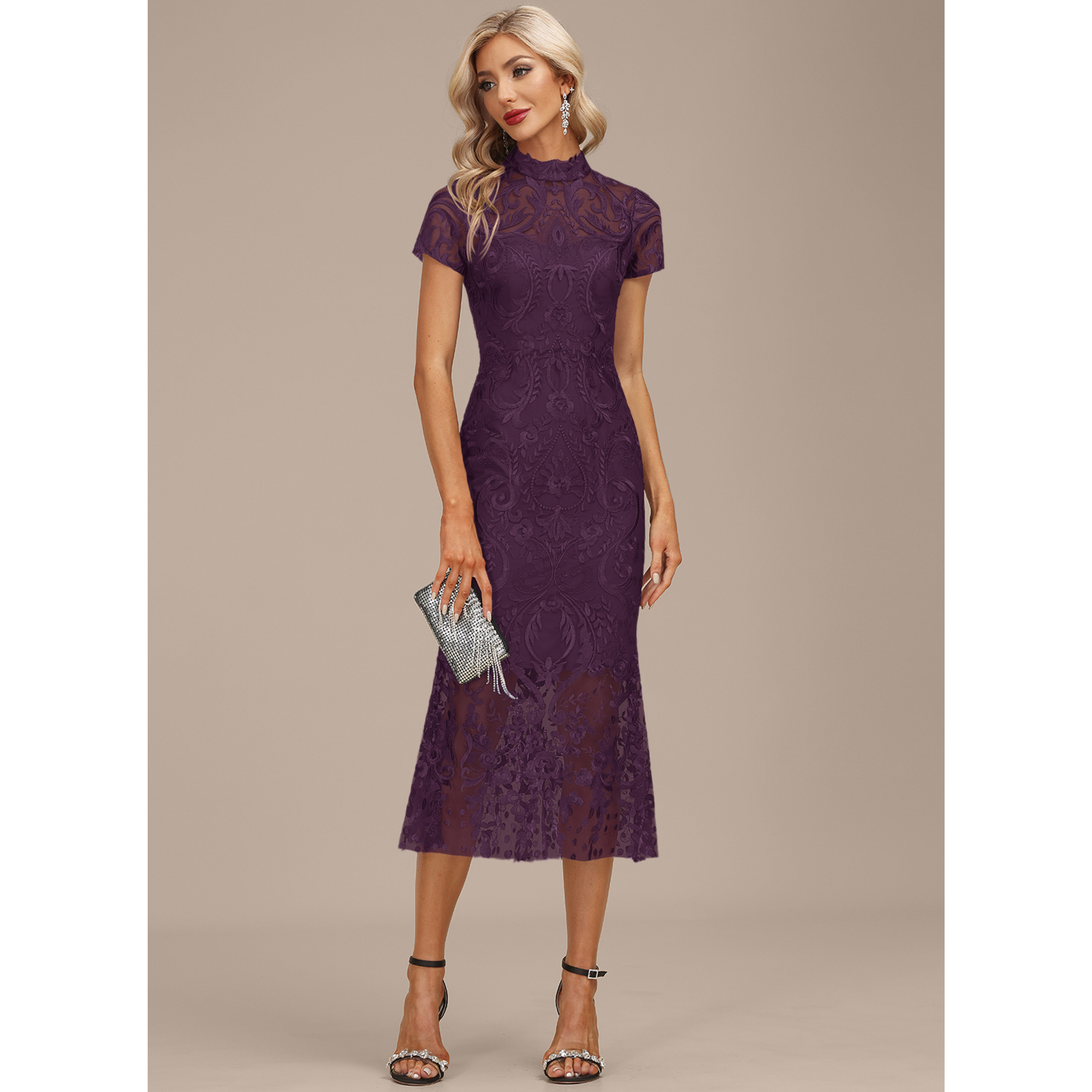 midi lace formal cocktail dress product info and reviews Meetjen Semi Dresses for Women Wedding Guest High Low Summer Short Prom Petite Black XS : Clothing, Shoes & Jewelry This elegant short Fit & Flare Lined Laced