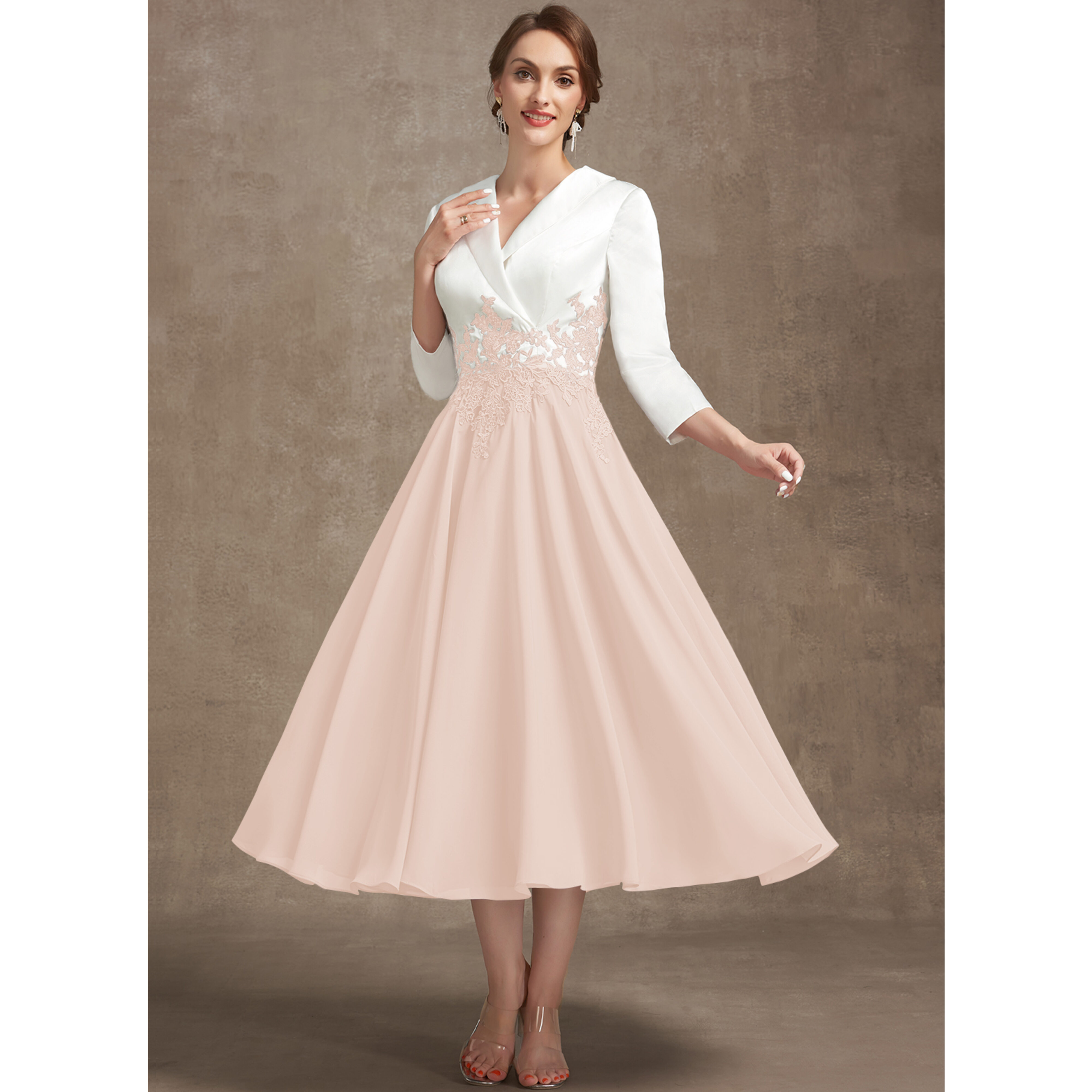 Abinsa A-line V-Neck Satin Mother of the Bride Dress | JJ's House