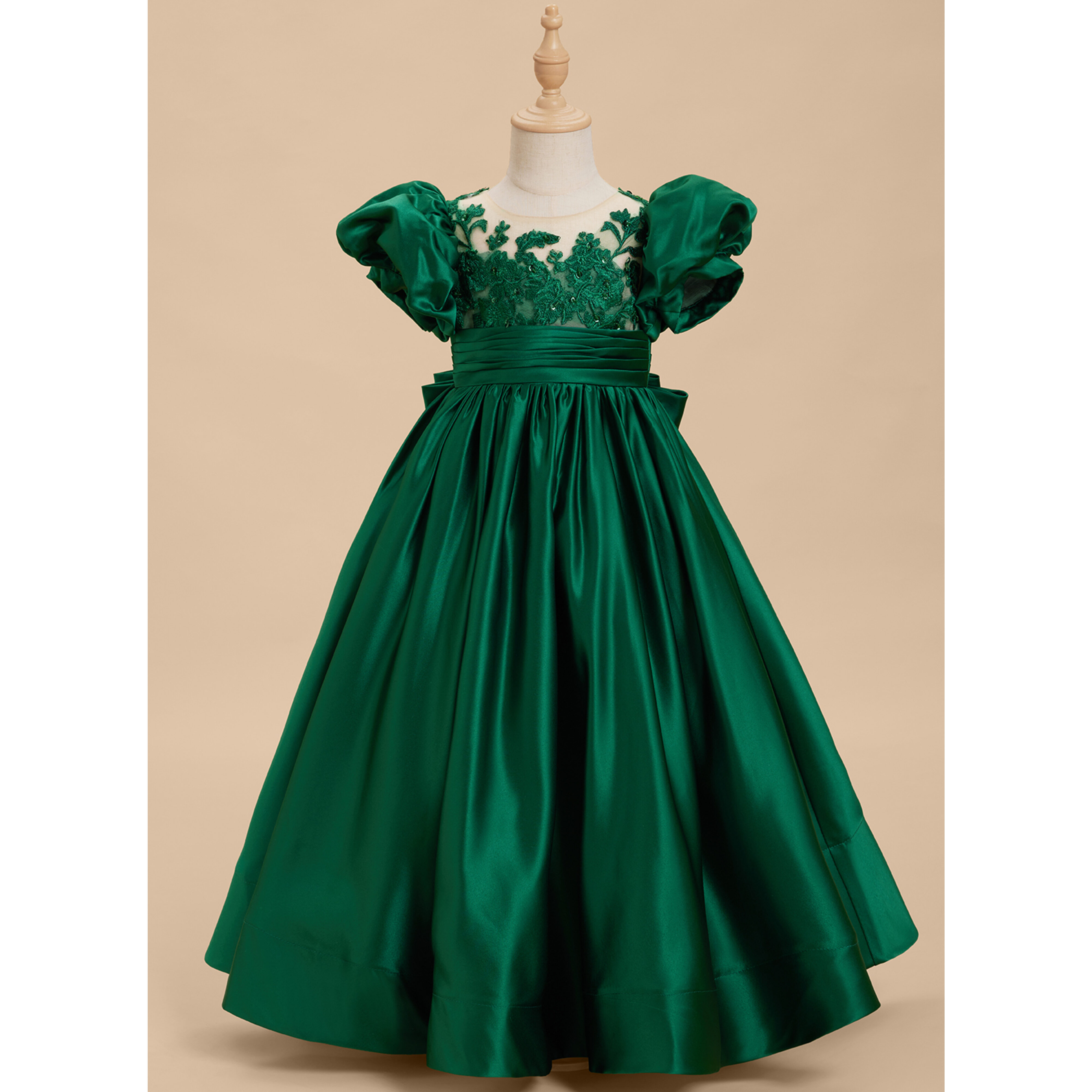 Linna Ball-Gown/Princess Bow Lace Flower Girl Dress | JJ's House