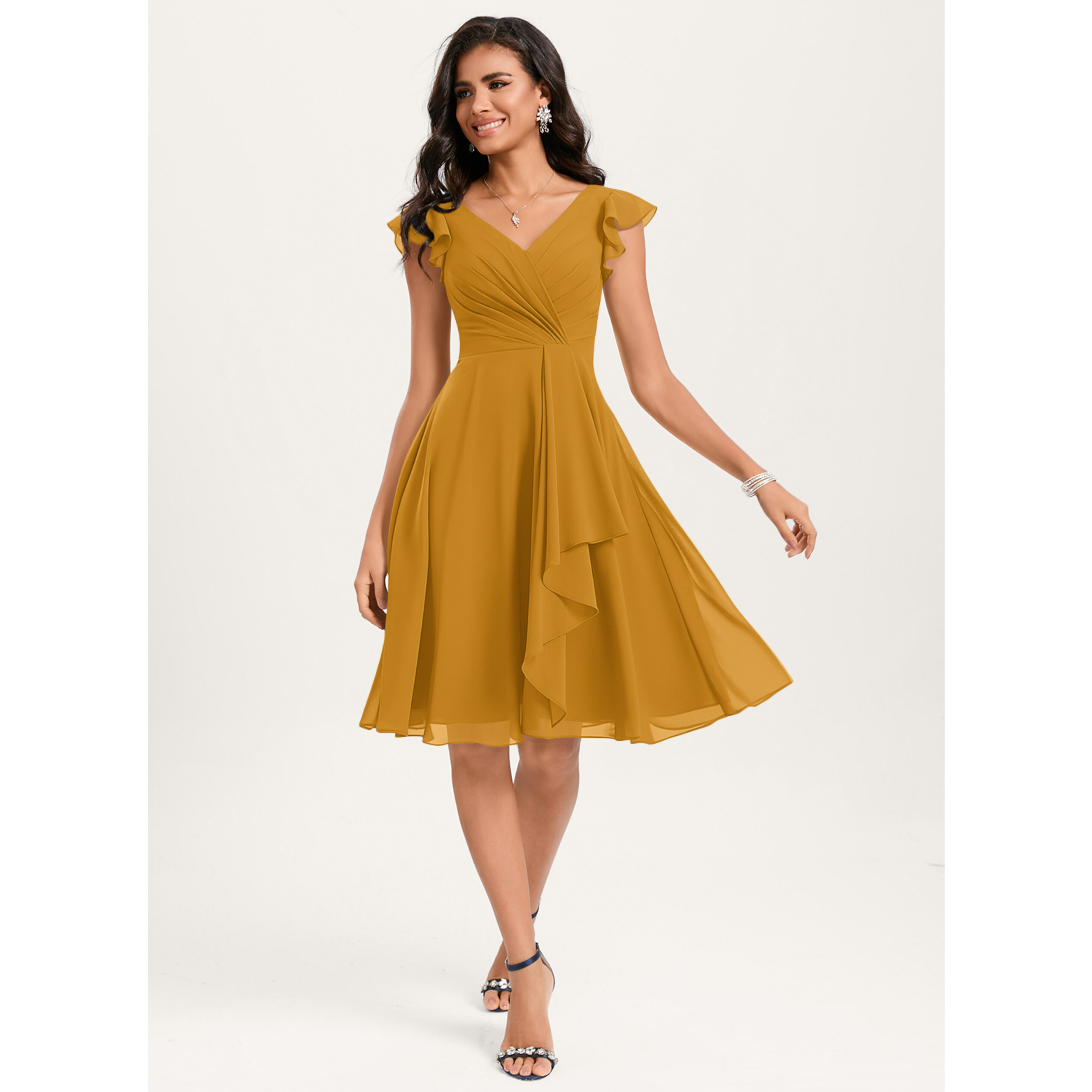 Lubaika A-line Ruffle Chiffon Bridesmaid Dress | JJ's House