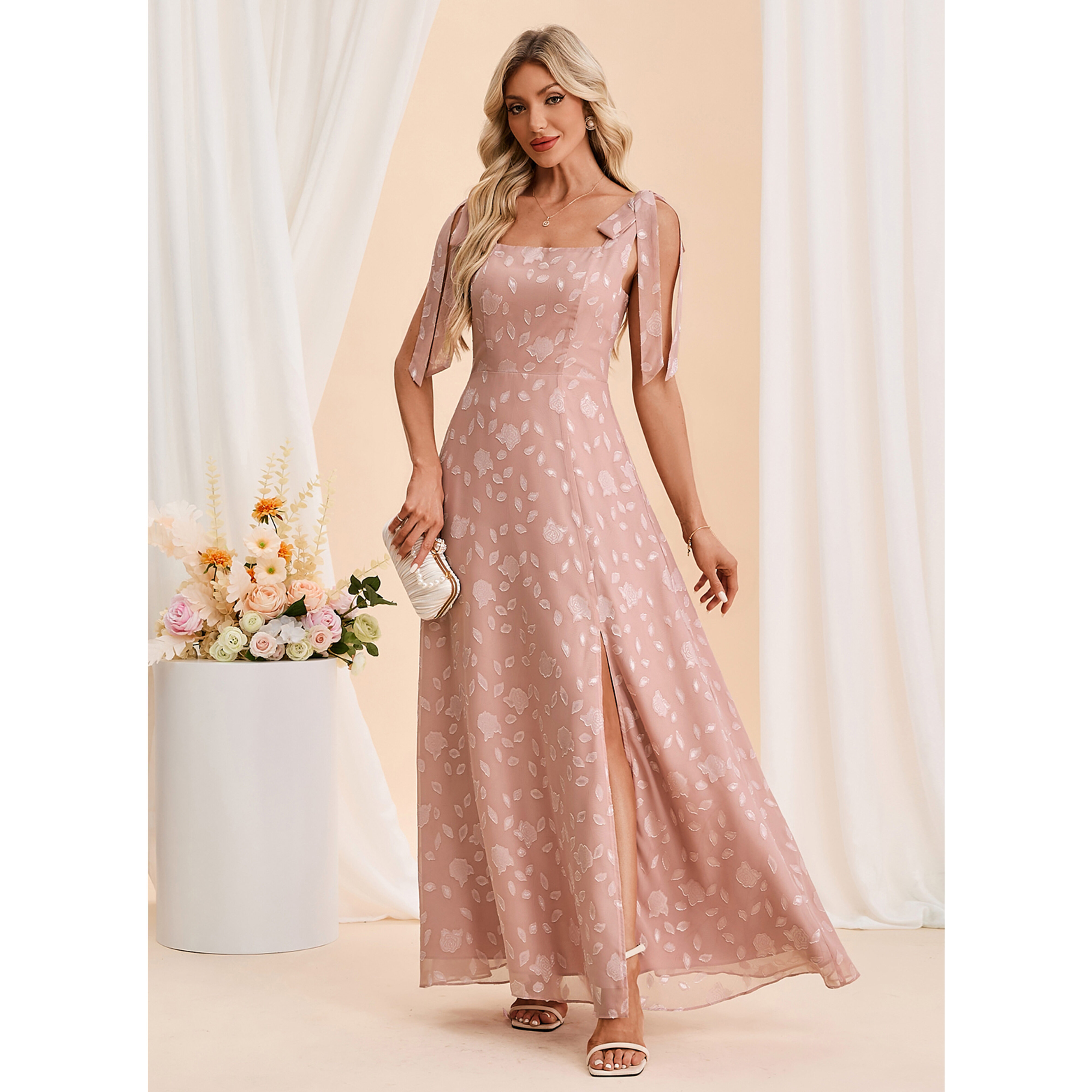 Dafne Bow Chiffon Maxi Dress | JJ's House