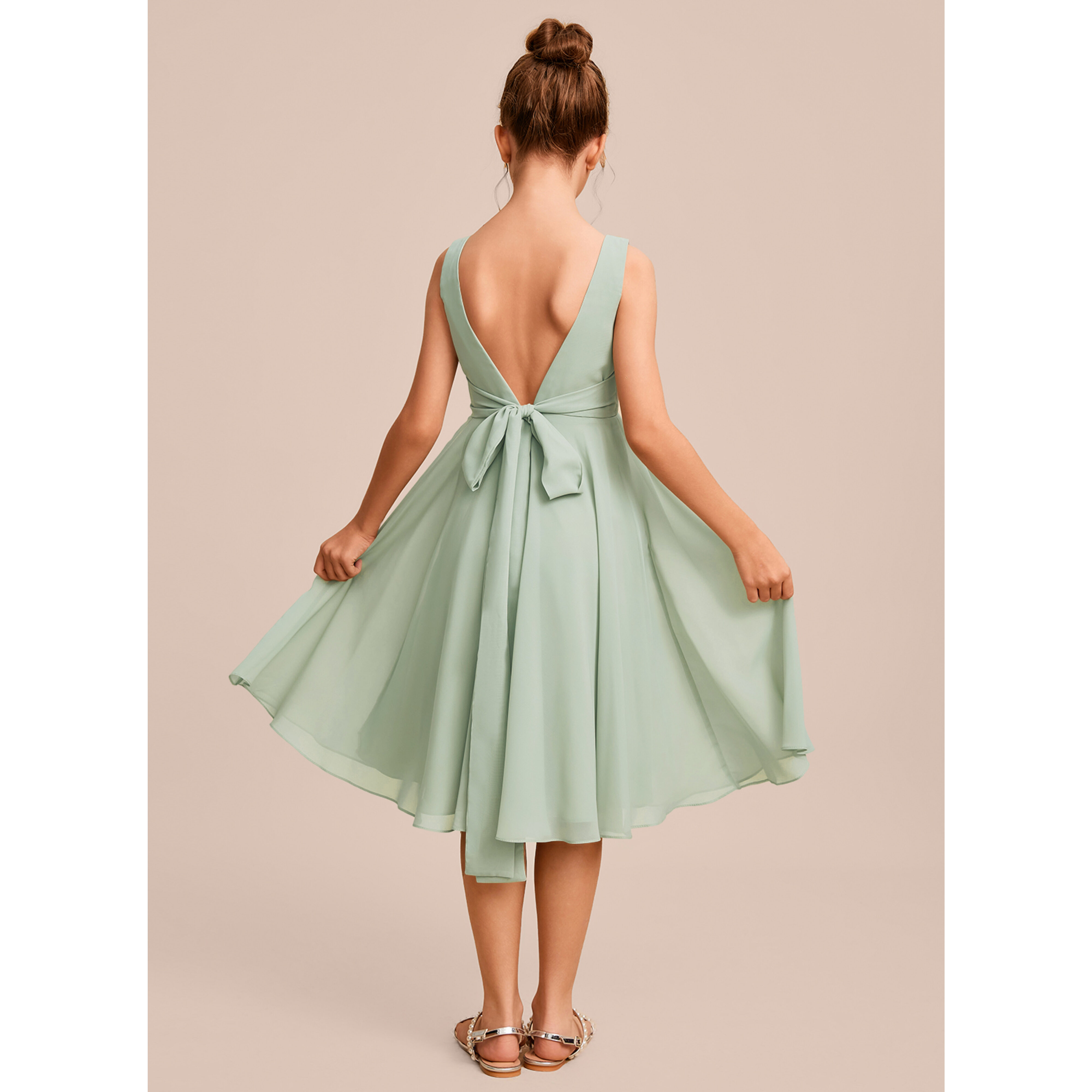 jj's house junior bridesmaid dresses A-line Square Knee-Length Chiffon Dress 2026 This elegant floor April 2023 Boys' Black Pants | Size::18