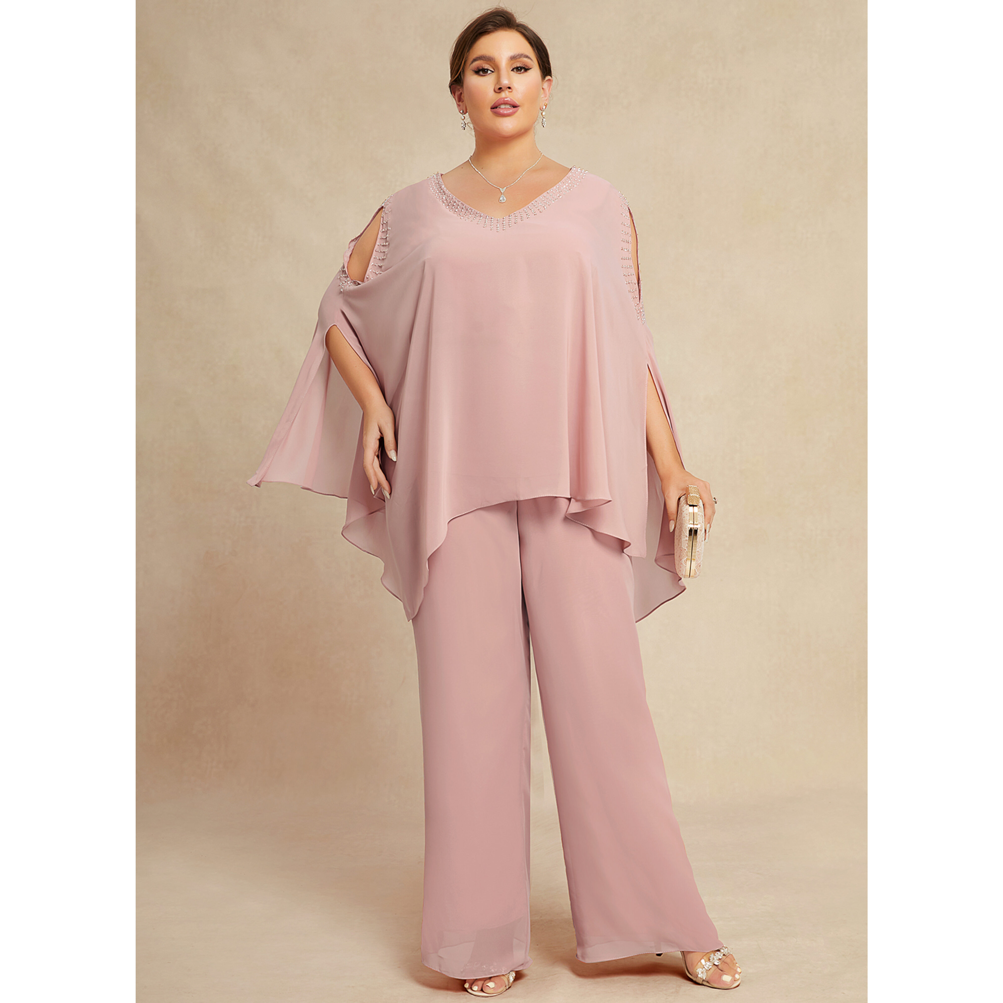 mother of the bride dresses pant suits Long Sleeves Chiffon Mother Of The Bride Dress Pants Suits