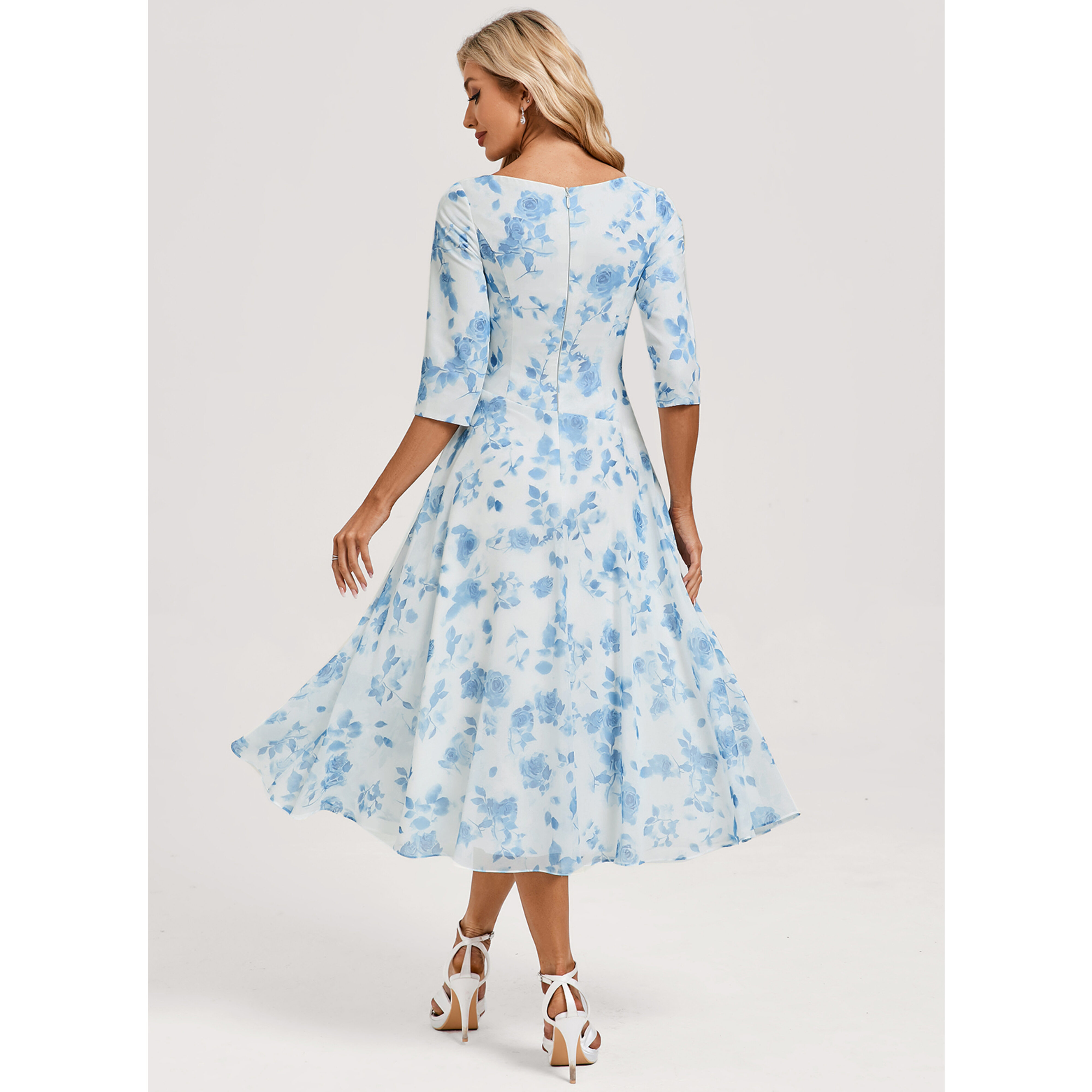 Anahita A-line V-Neck Pleated Chiffon Mother of the Bride Dress