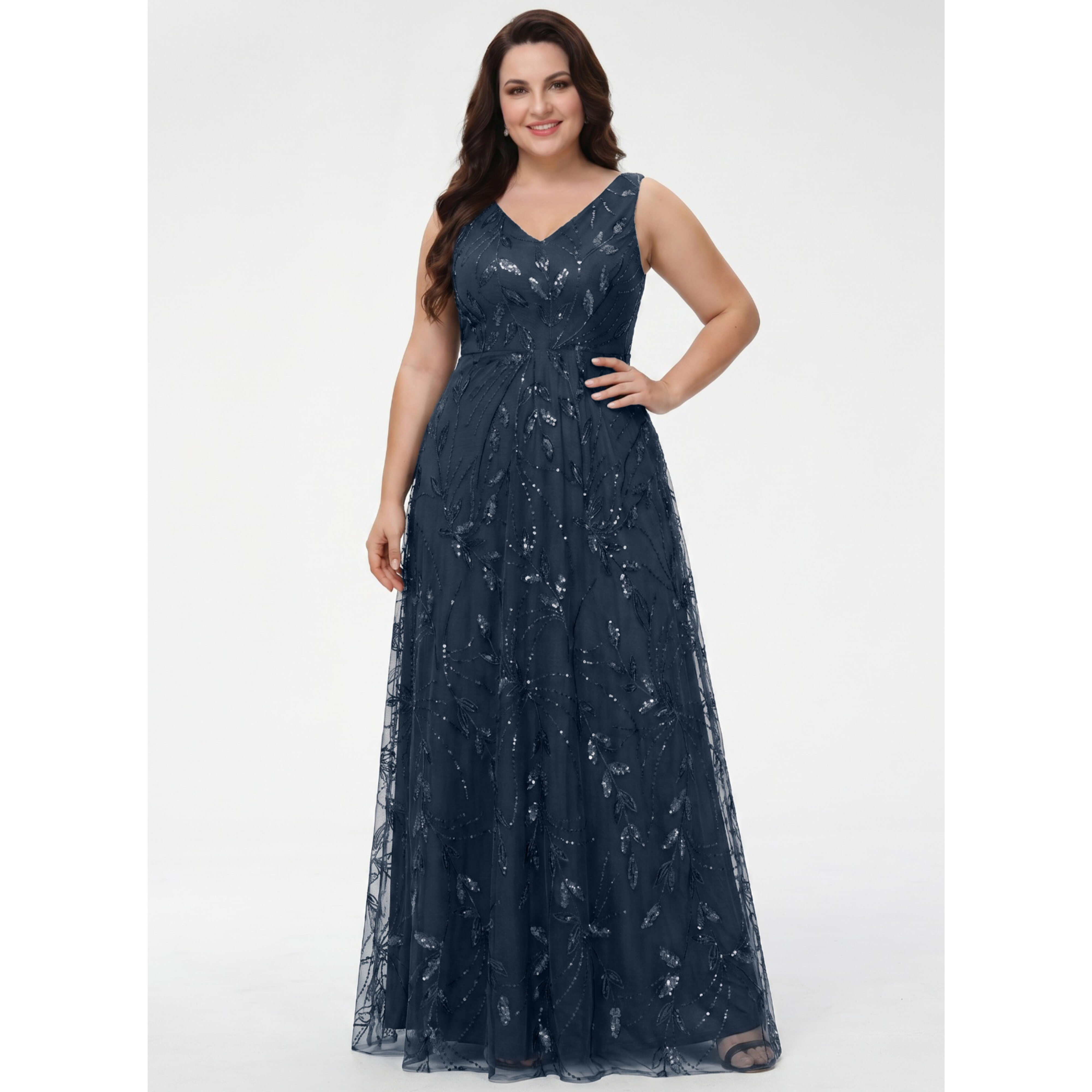 Romeli A-line V-Neck Lace Mother of the Bride Dress | JJ's House