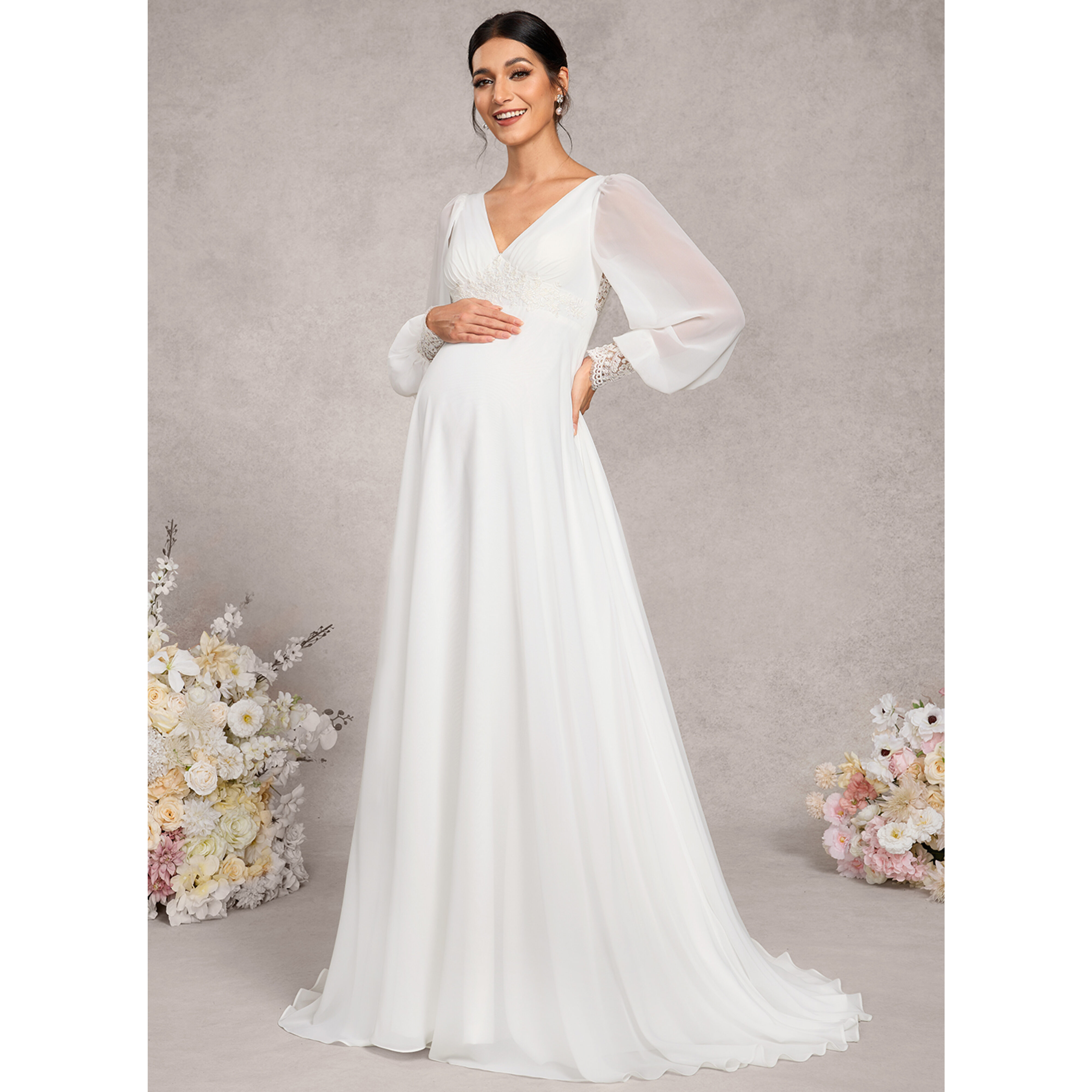 long sleeve timeless wedding dress Long Sleeve Bridal Gown by GLS Gloria GL3530 S / Off White