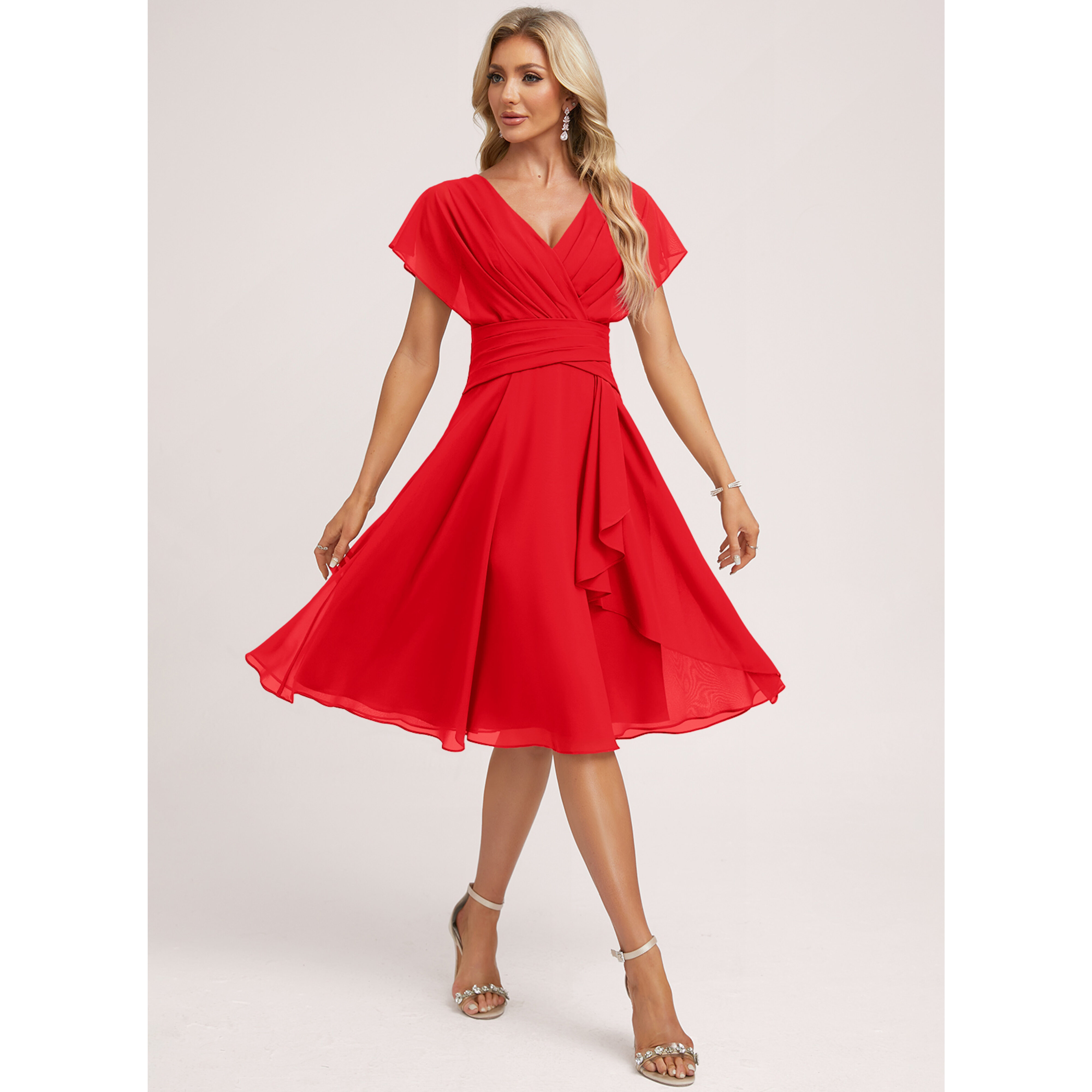 Metzli A-line Ruffle Chiffon Bridesmaid Dress | JJ's House