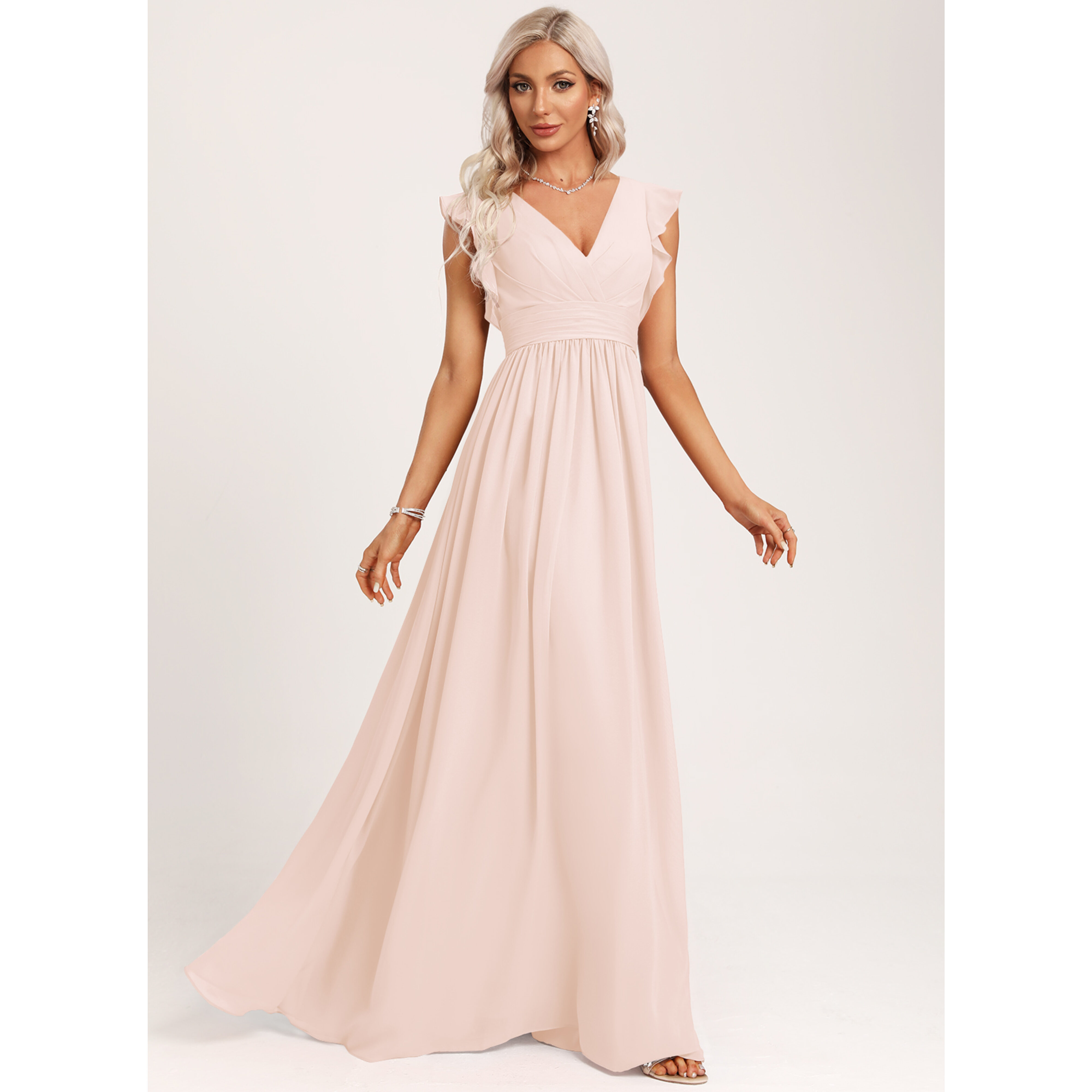 Zada A-line Ruffle Chiffon Bridesmaid Dress | JJ's House