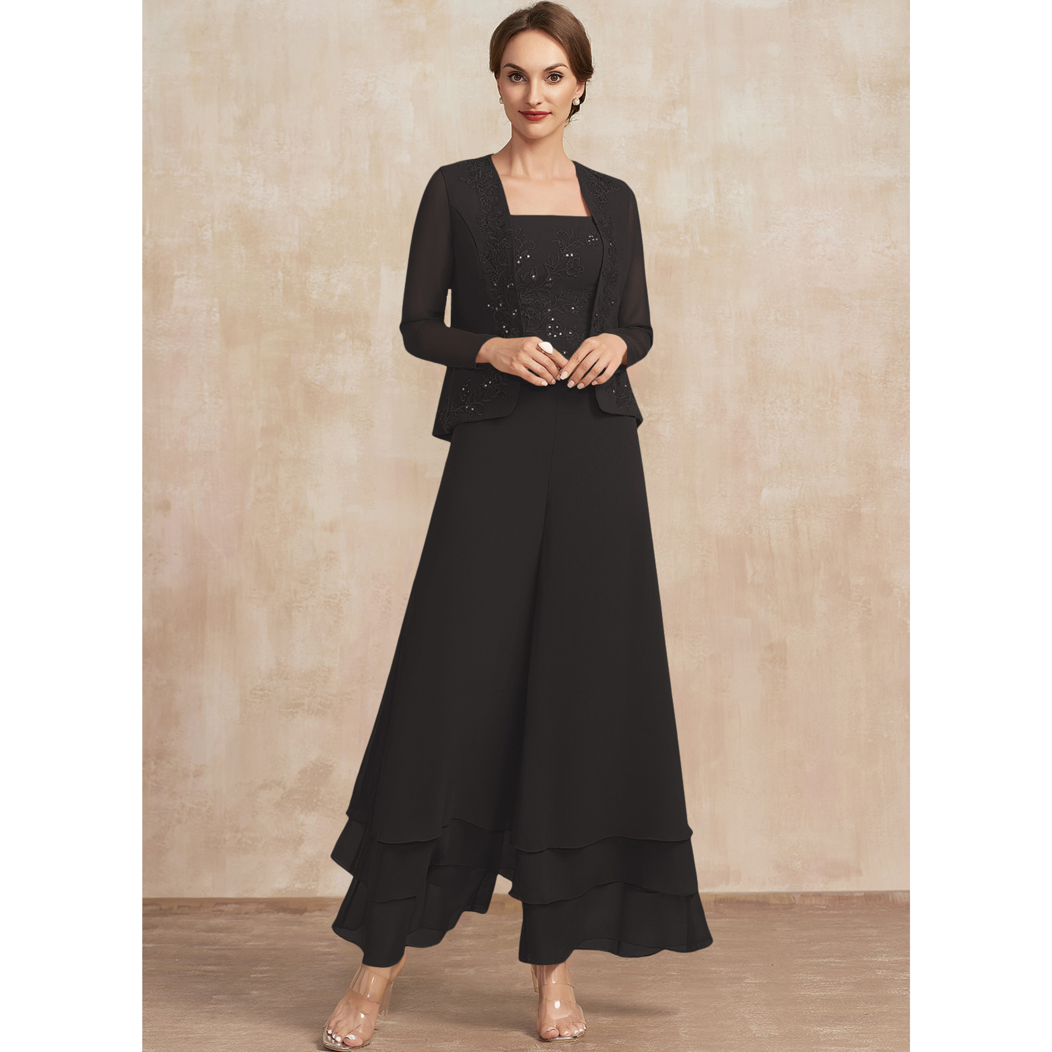 Elenora Square Sequins Lace Mother of the Bride Pantsuit | JJ's House