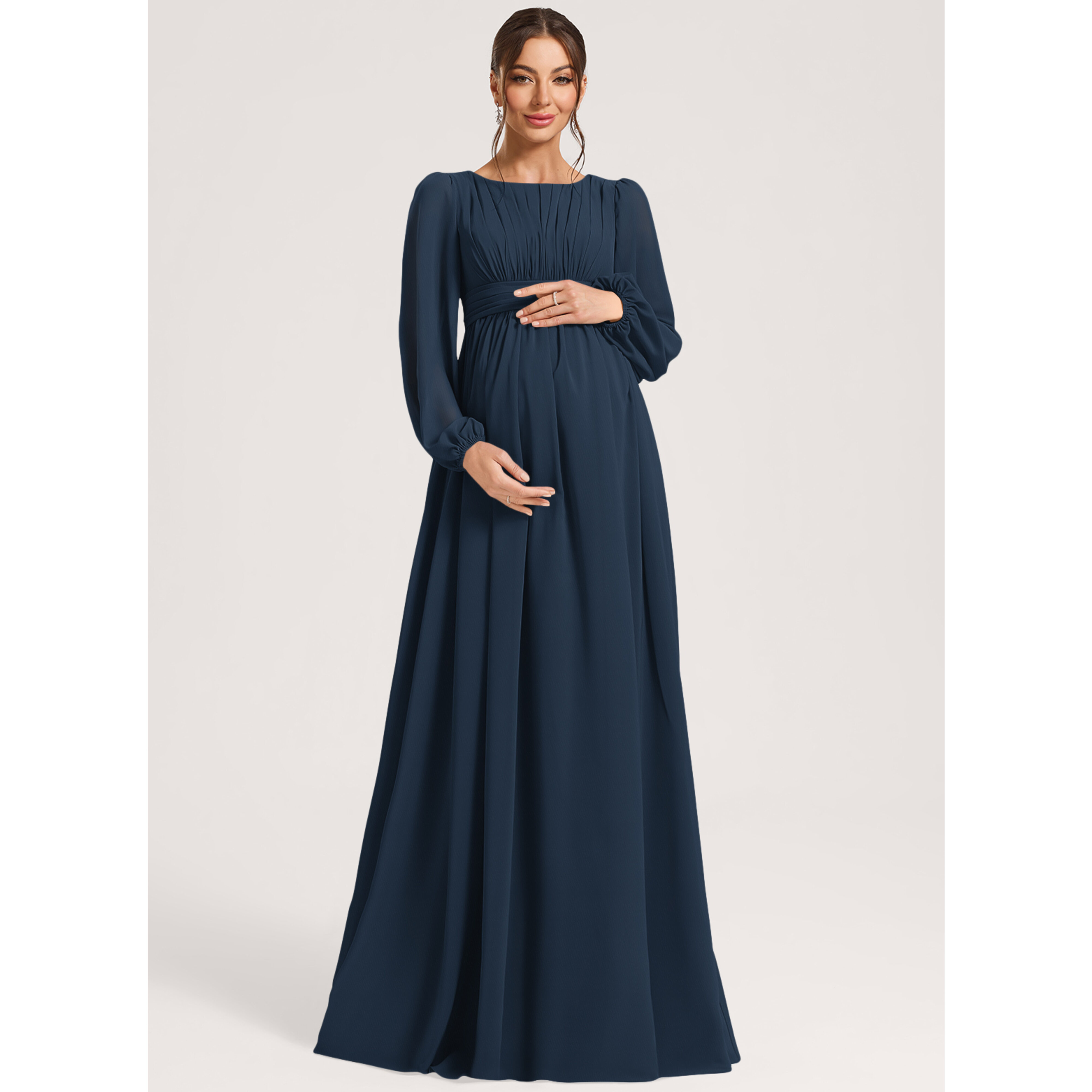 maternity dress bridesmaid Sage Coast Maternity One Shoulder Bow Satin Maxi Bridesmaid Dress