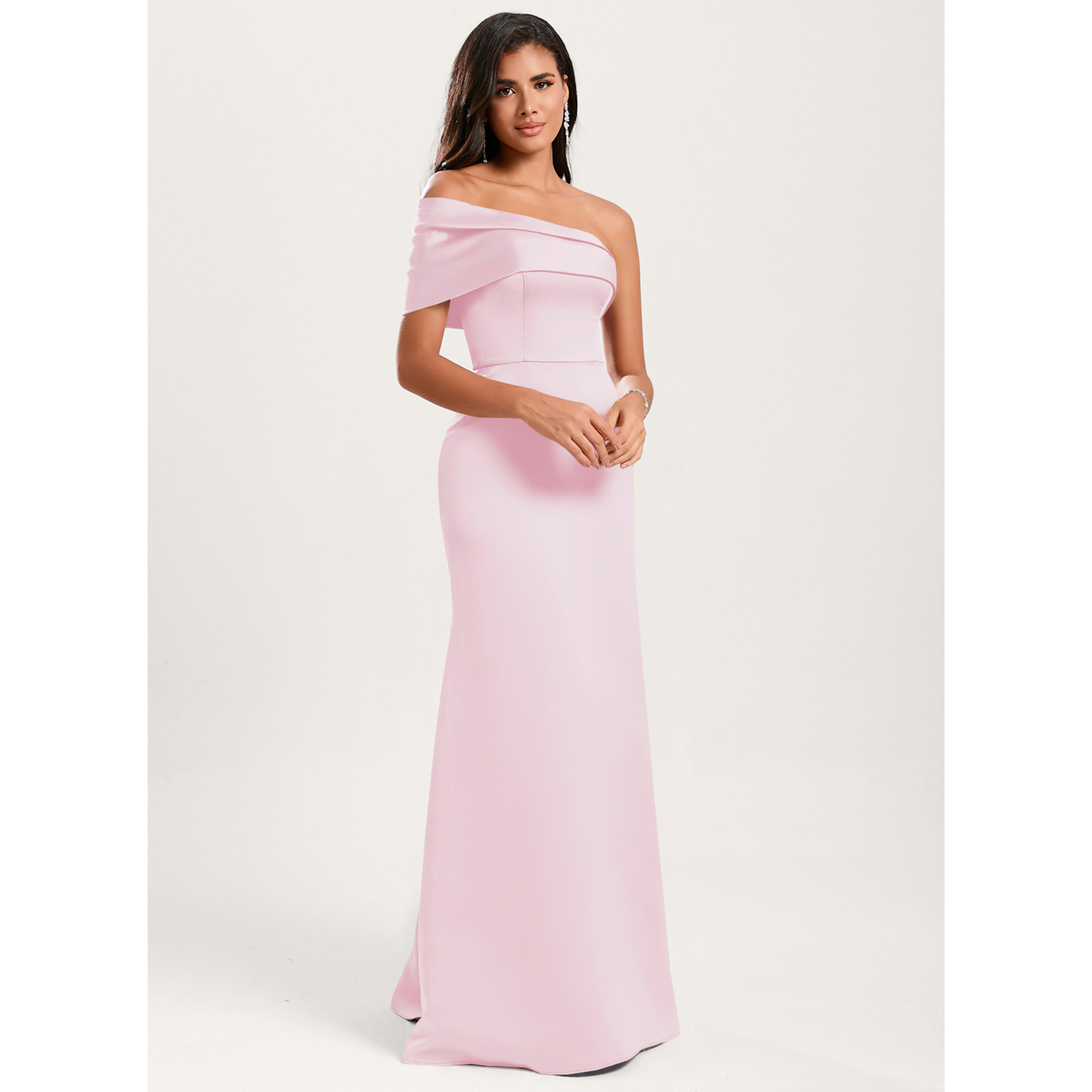JJ's House A-line Asymmetrical Floor-Length Satin Bridesmaid Dress 2026