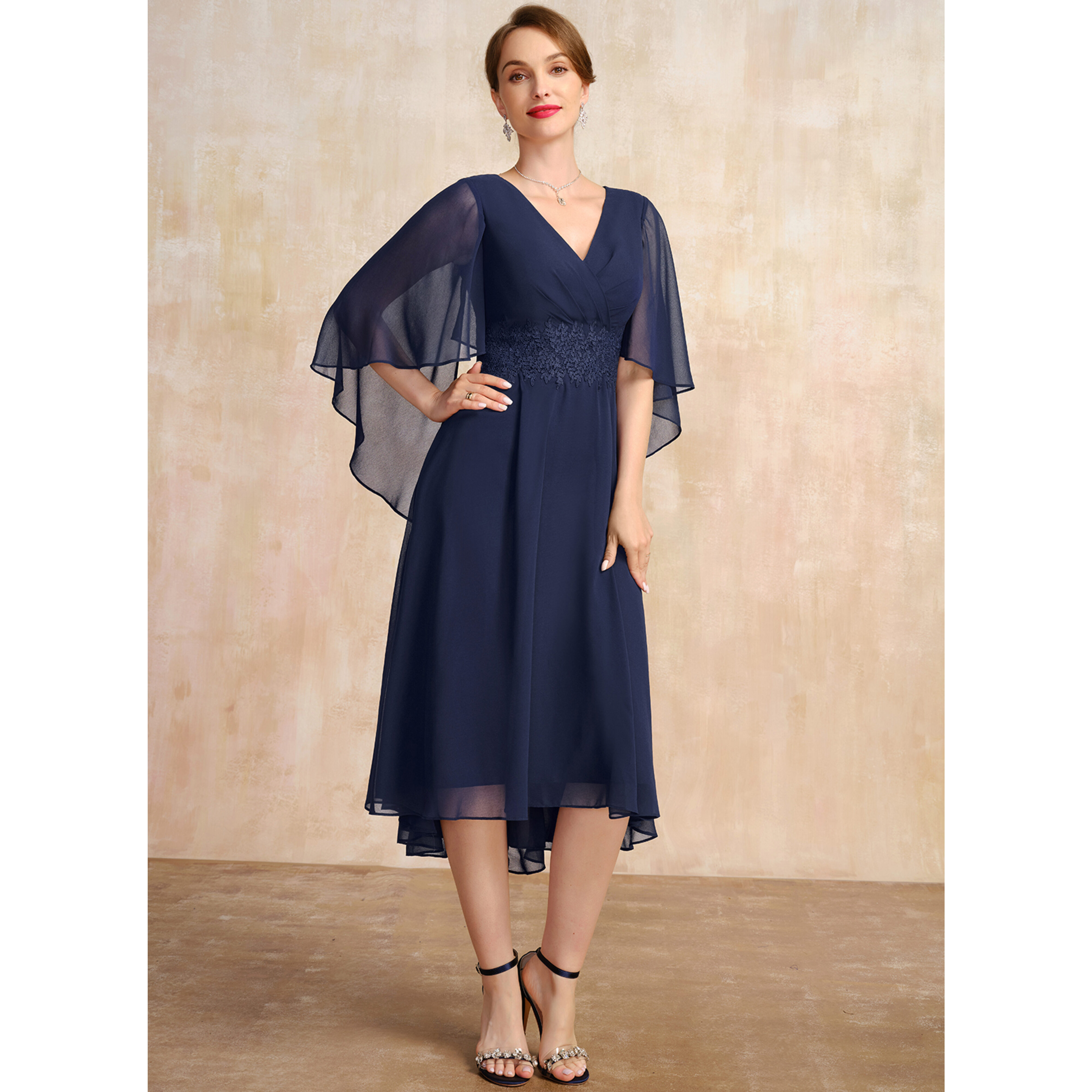Jeannie A-line V-Neck Pleated Chiffon Mother of the Bride Dress