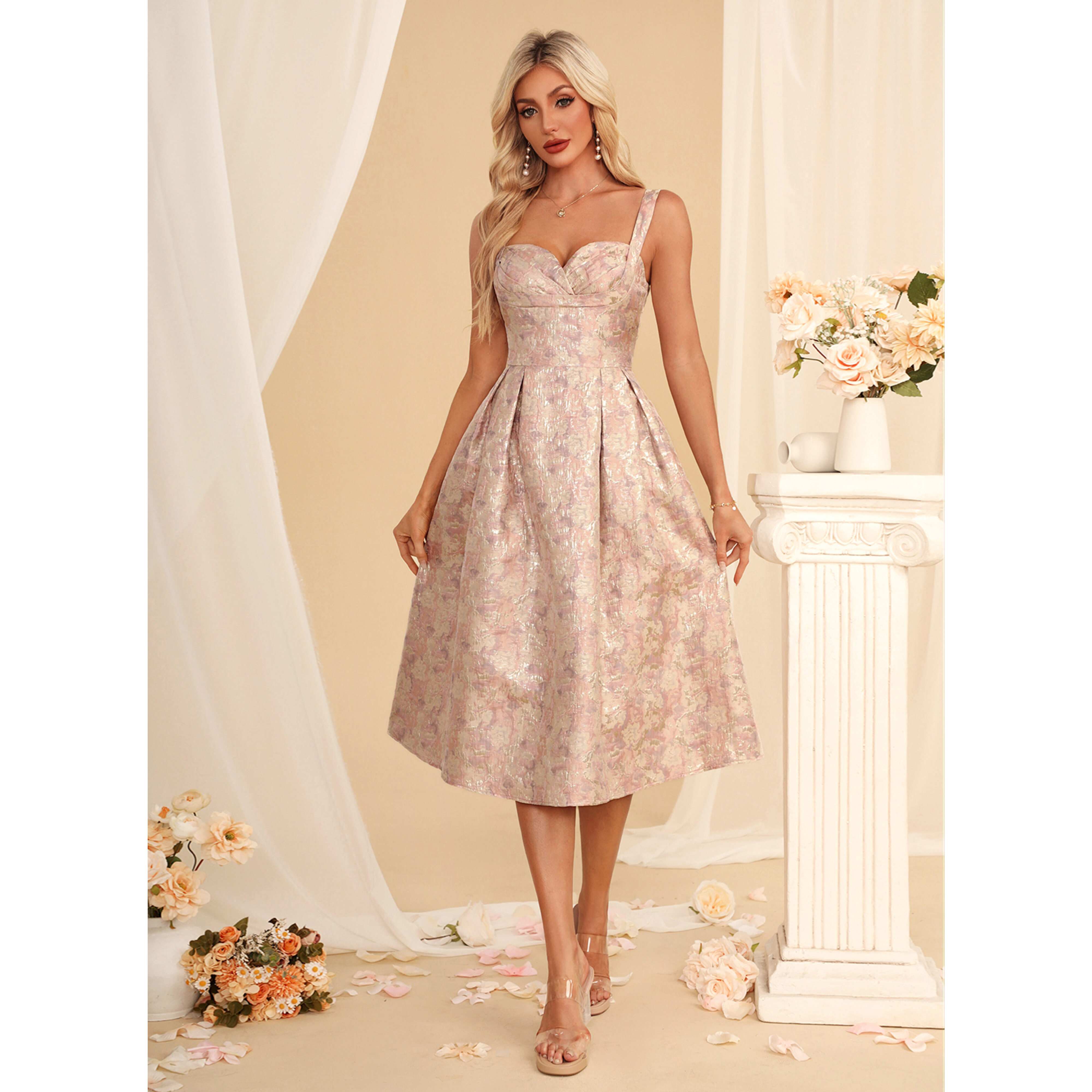 Evadne Jacquard Midi Dress | JJ's House