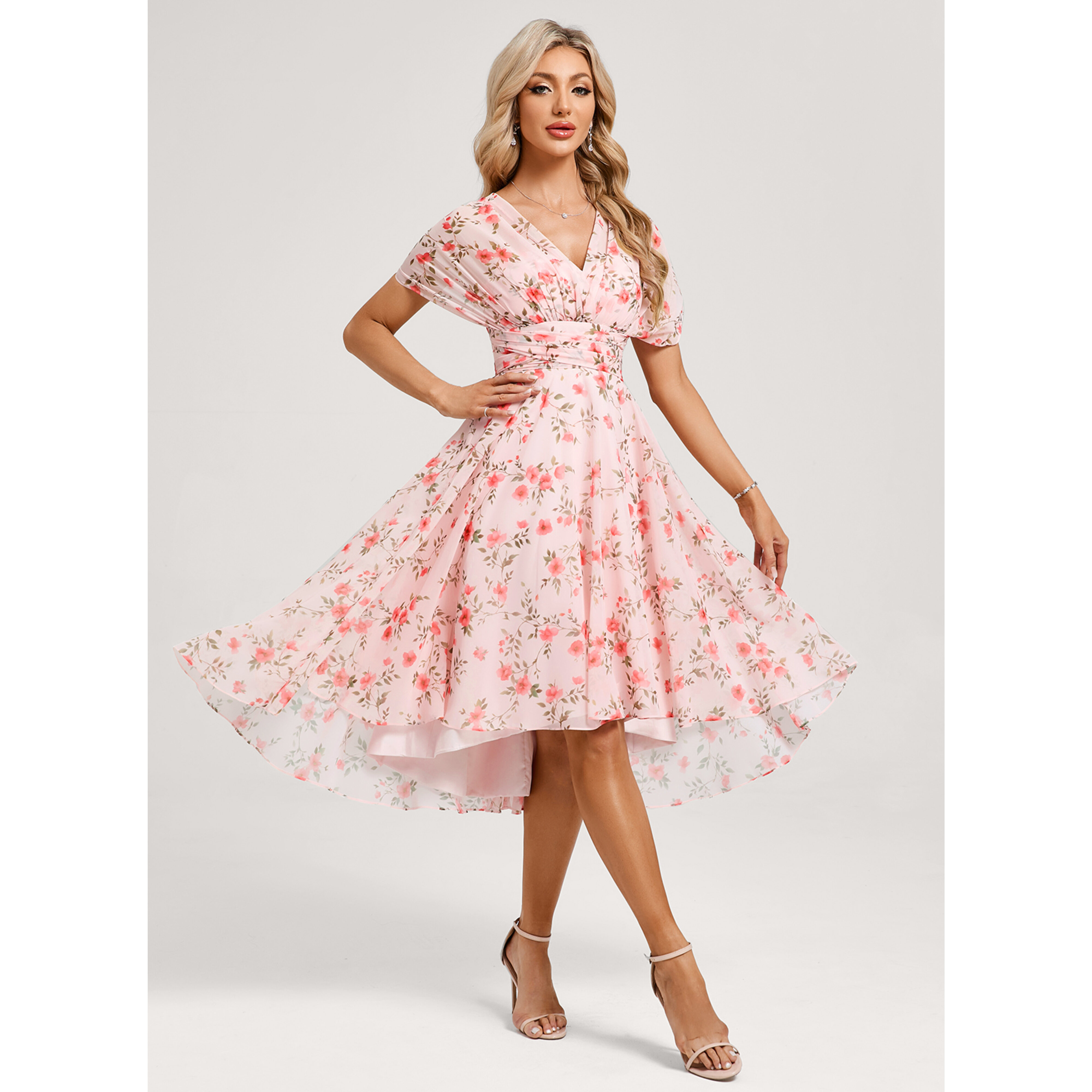 Xylia One Shoulder Scarf Chiffon Midi Cocktail Dress | JJ's House