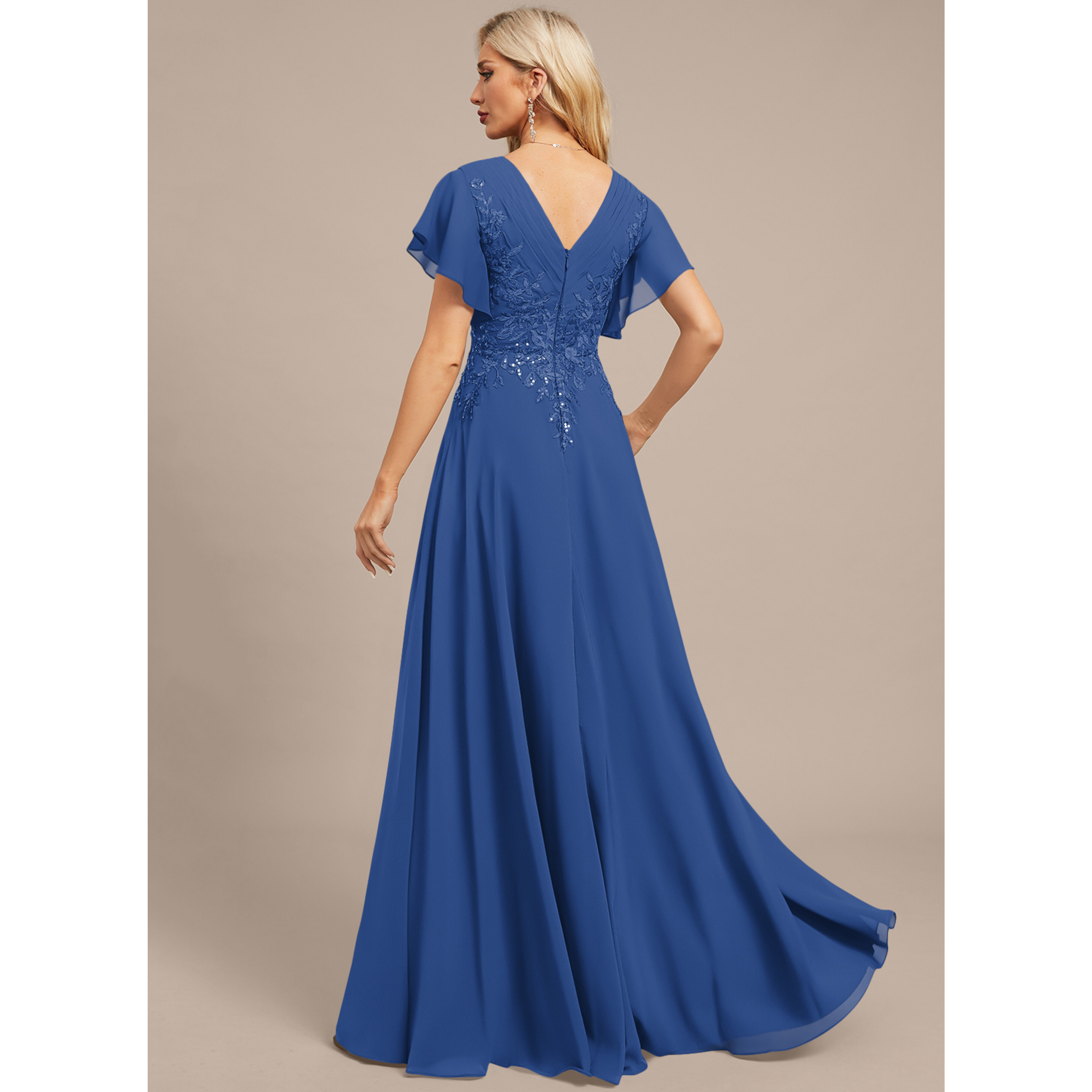 janey chiffon a line dress A-line Long Sleeves Lace Elegant Hot Sale Wedding Dresses WD072 – bridalsew main image 1