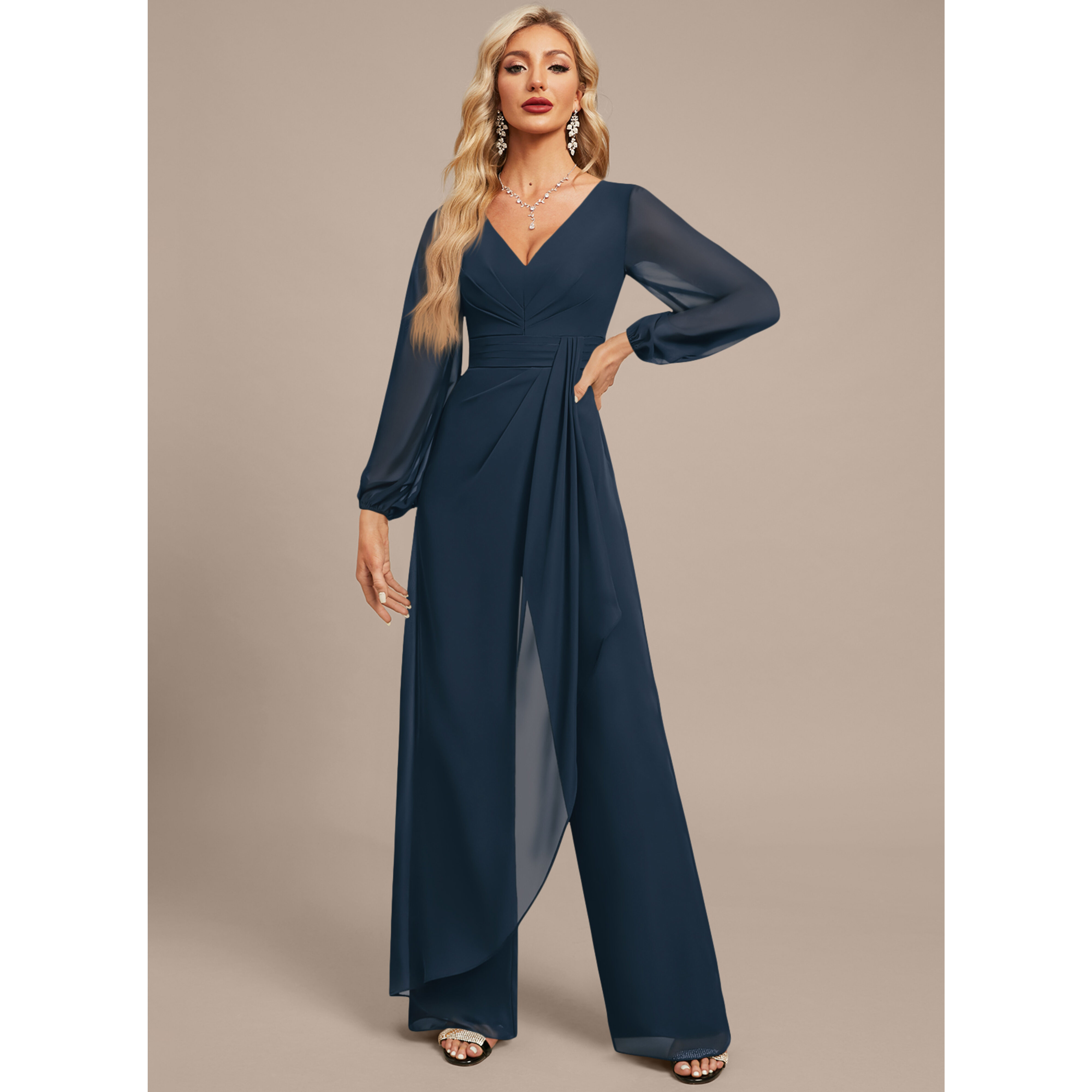 Airlie Overskirt Chiffon Maxi Evening Jumpsuit | JJ's House