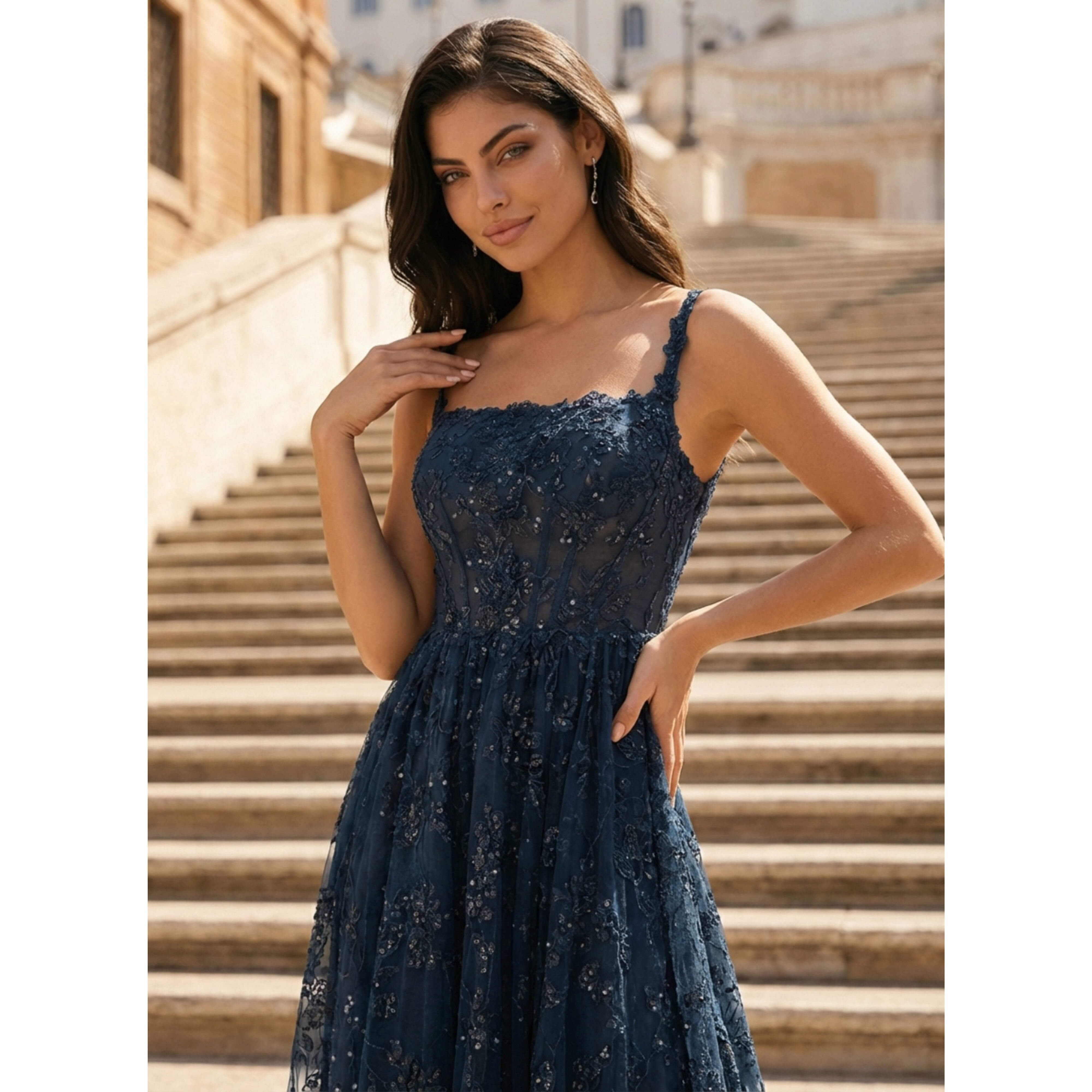 Belisenta Square Sequins Lace Prom Dress | JJ's House