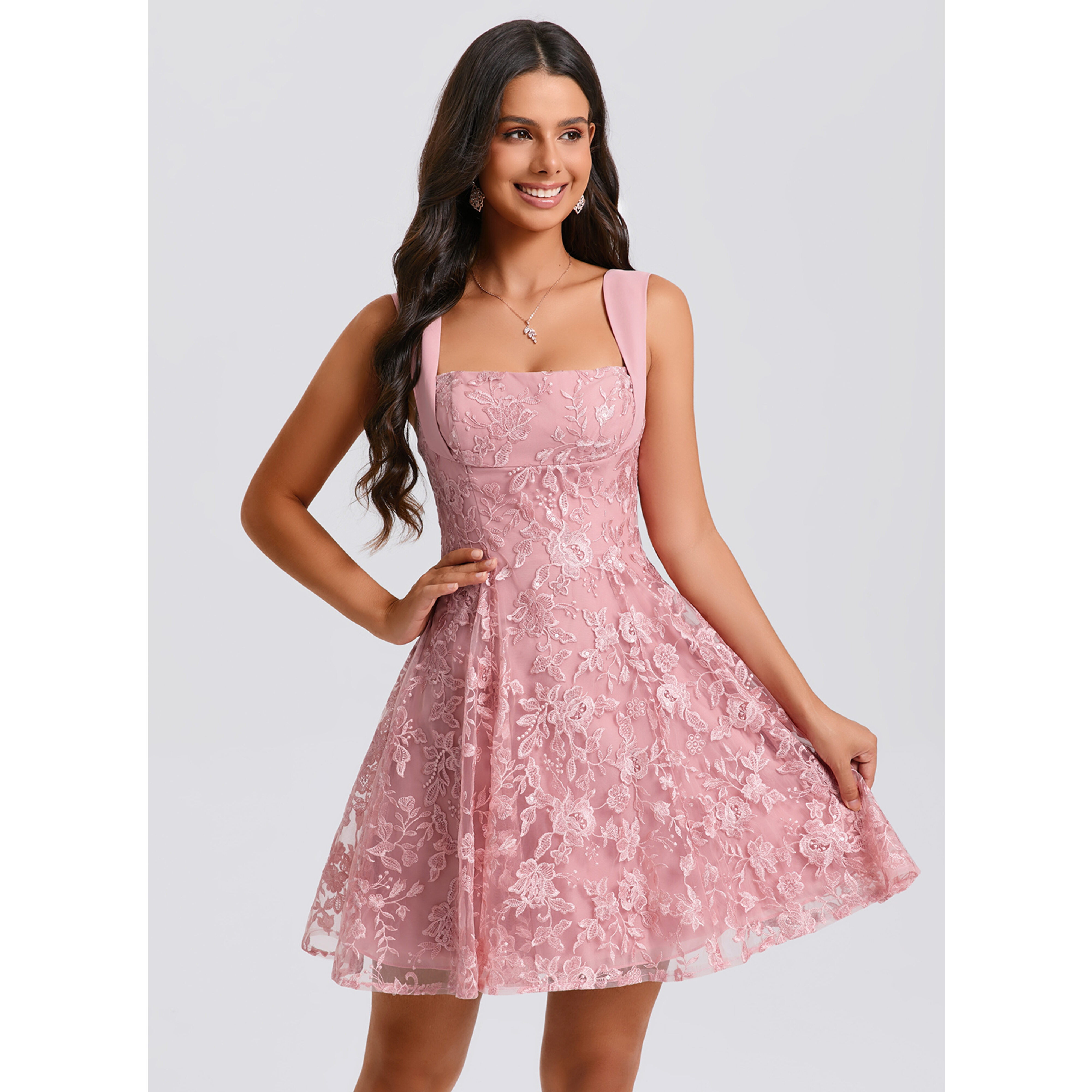 Lunabella Square Sequins Lace Homecoming Dress | JJ's House
