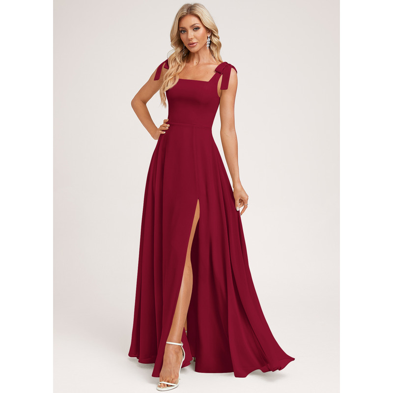 jjshouse red prom dress JJ's House Trumpet Mermaid Square Floor-Length Stretch Satin Prom Dress 2026 With Ruffle